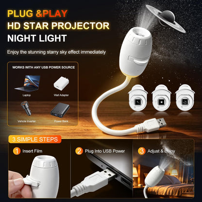 Galaxy Projector Night Light - 2-in-1 USB Starry Sky Lamp for Children