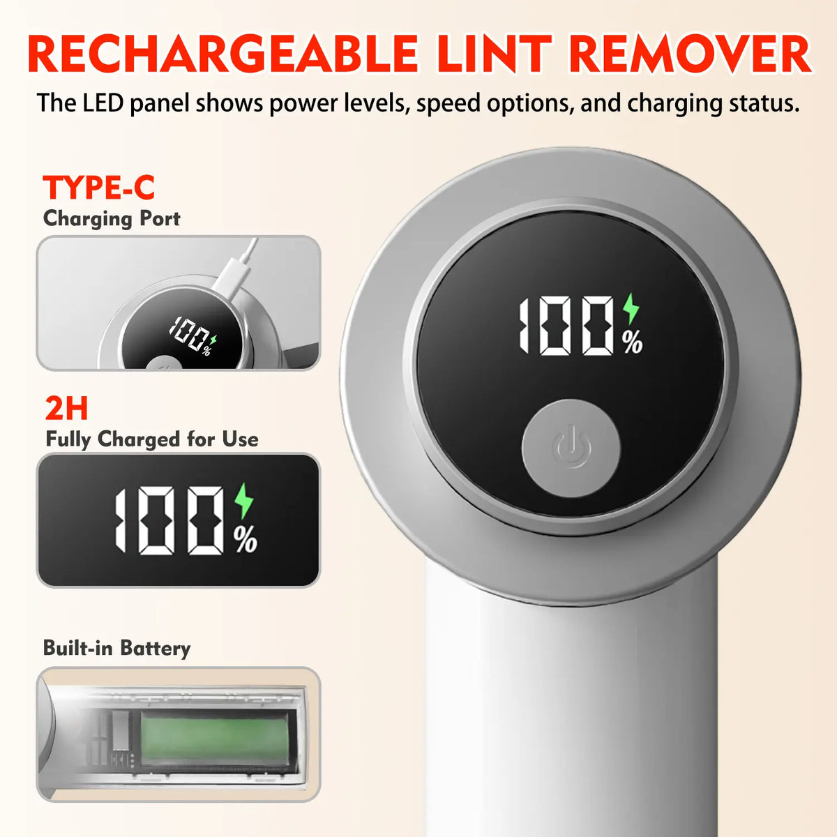 Rechargeable Lint Remover, Fabric Shaver, Lint Shaver for Clothing, Lint Cleaner, Lint Remover Tool, Handheld Electric Lint Remover with 6-Blade Cutter Head, Reusable Battery, Ideal for Clothes & Fabric Care