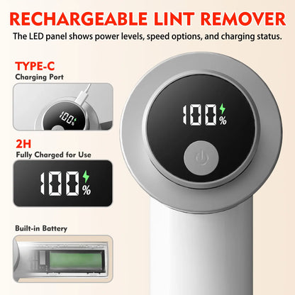 Rechargeable Lint Remover, Fabric Shaver, Lint Shaver for Clothing, Lint Cleaner, Lint Remover Tool, Handheld Electric Lint Remover with 6-Blade Cutter Head, Reusable Battery, Ideal for Clothes & Fabric Care