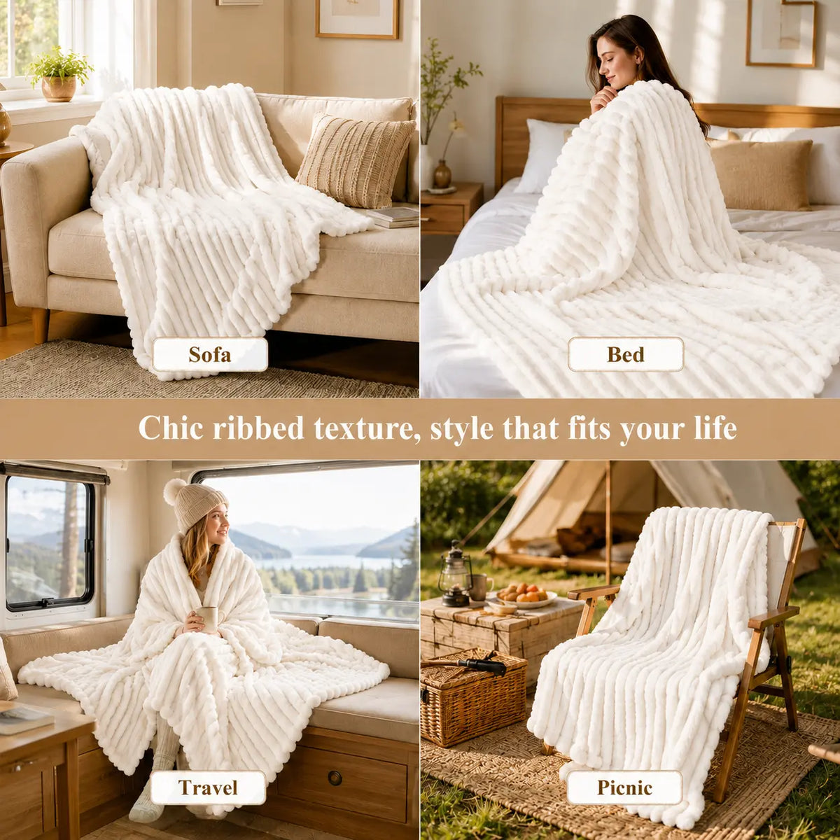 Ufist Premium Soft Lightweight Throw Blanket - Elegant Home Decor for Couch and Bed, Plush Warmth for All Seasons, Ideal Gift for Men and Women