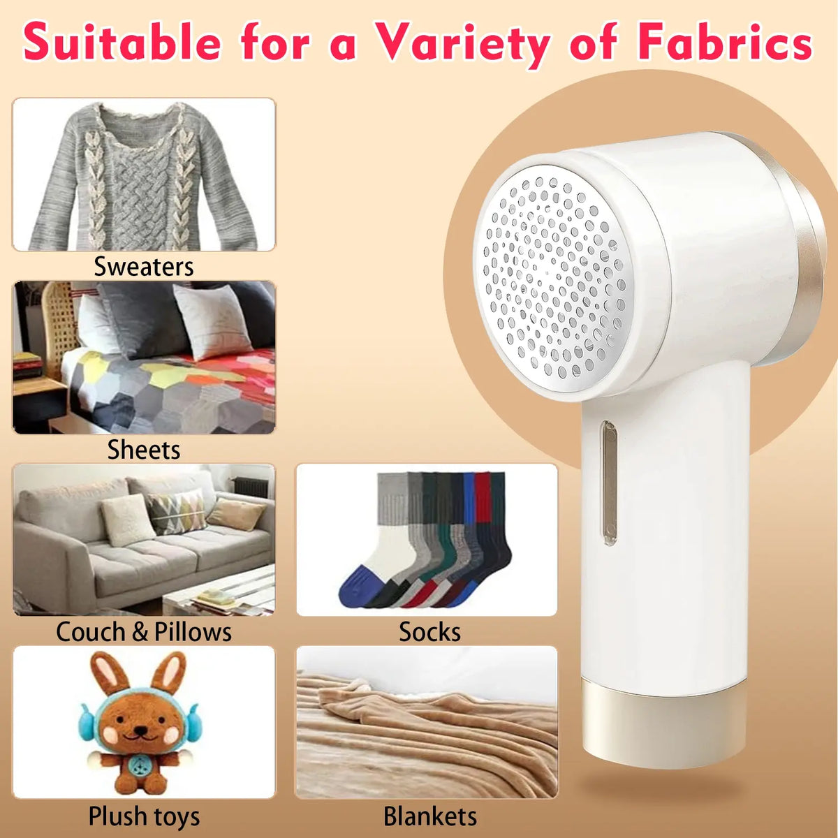 Rechargeable Lint Remover, Fabric Shaver, Lint Shaver for Clothing, Lint Cleaner, Lint Remover Tool, Handheld Electric Lint Remover with 6-Blade Cutter Head, Reusable Battery, Ideal for Clothes & Fabric Care