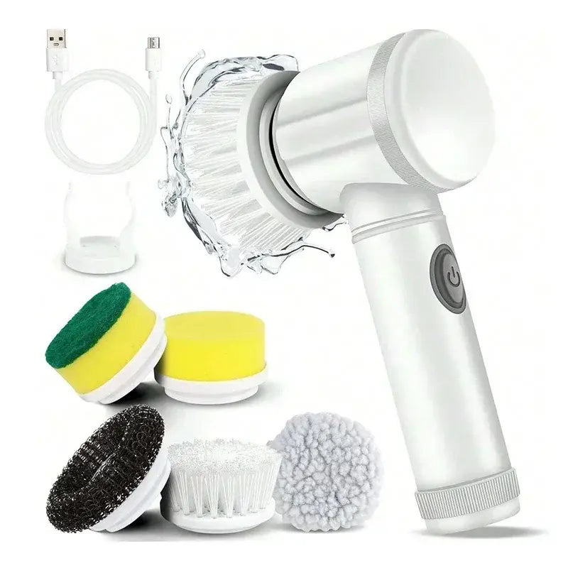 New Cordless Spin Scrubber Electric Rechargeable 5 in 1 Brush Heads for Bathroom Kitchen Tile Grout Shower Car Deep Clean GIOIO