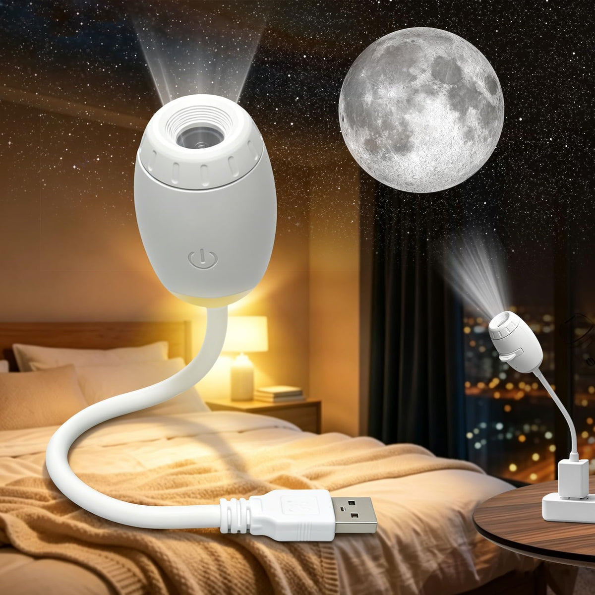Galaxy Projector Night Light - 2-in-1 USB Starry Sky Lamp for Children