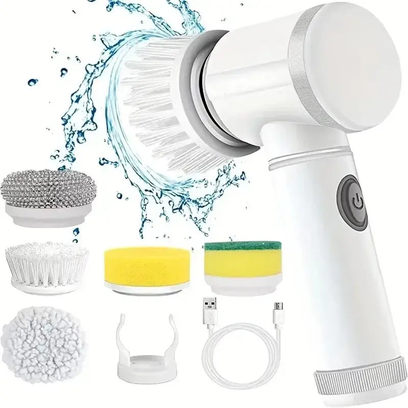 New Cordless Spin Scrubber Electric Rechargeable 5 in 1 Brush Heads for Bathroom Kitchen Tile Grout Shower Car Deep Clean GIOIO