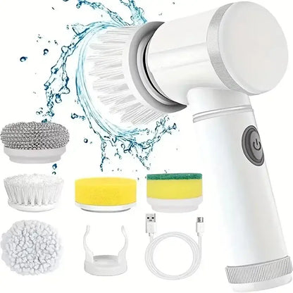 New Cordless Spin Scrubber Electric Rechargeable 5 in 1 Brush Heads for Bathroom Kitchen Tile Grout Shower Car Deep Clean GIOIO