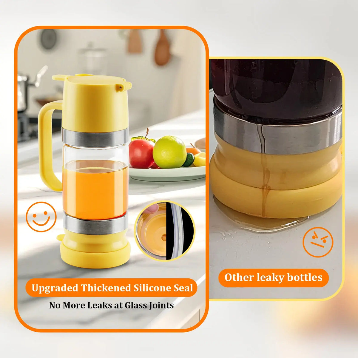 Professional Glass Honey Dispenser with Handle - Leak-Free, No Drip Design for Honey, Maple Syrup, and Nectar - Easy to Refill and Clean, Keeps Honey Fresh - Essential Kitchen Accessory